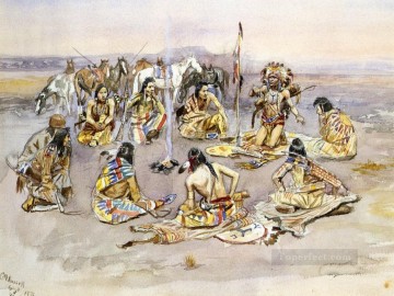 war council 1896 Charles Marion Russell Oil Paintings